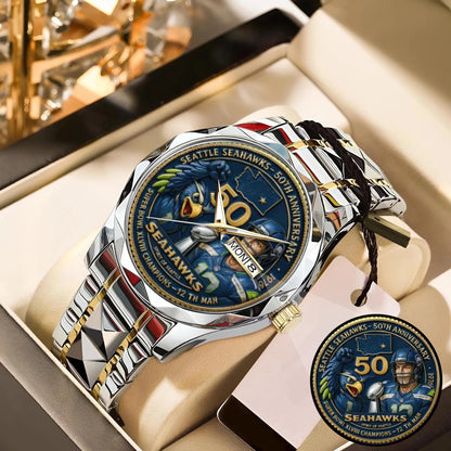 Seattle Seahawks 50th Anniversary Stainless Steel Watch