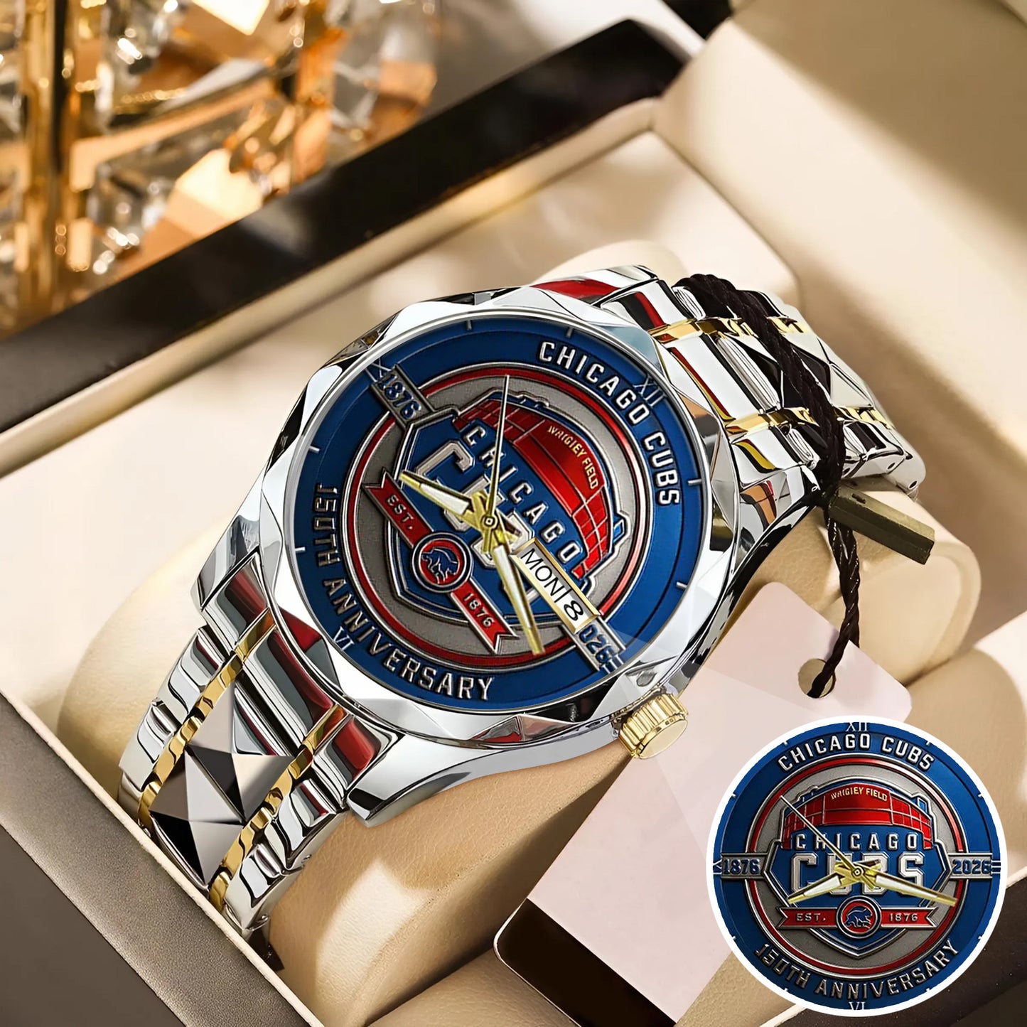 Chicago Cubs 155th Anniversary Stainless Steel Watch
