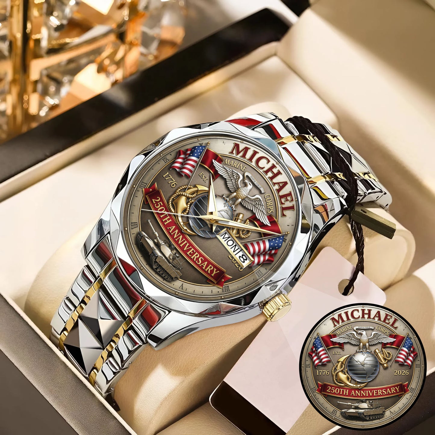 USA 250th Anniversary U.S. Marin Corps- Custom Name Watch
