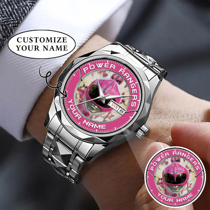 Mighty Morphin Power Rangers Pink Ranger Helmet Custom Name Watch