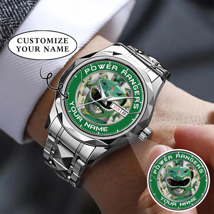 Mighty Morphin Power Rangers Green Ranger Helmet Custom Name Watch