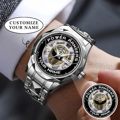 Mighty Morphin Power Rangers White Ranger Helmet Custom Name Watch