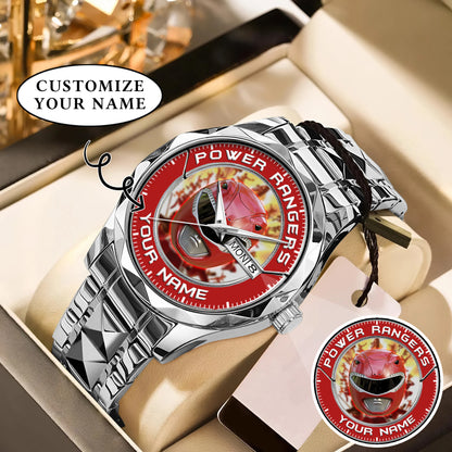 Mighty Morphin Power Rangers Red Ranger Helmet Custom Name Watch
