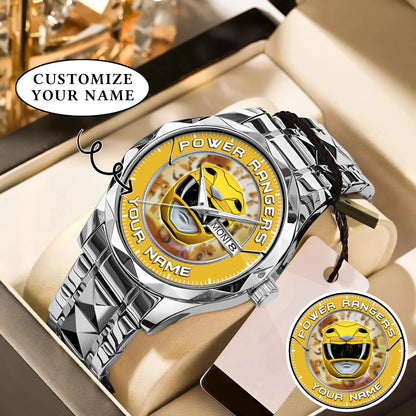 Mighty Morphin Power Rangers Yellow Ranger Helmet Custom Name Watch