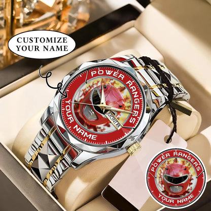 Mighty Morphin Power Rangers Red Ranger Helmet Custom Name Watch