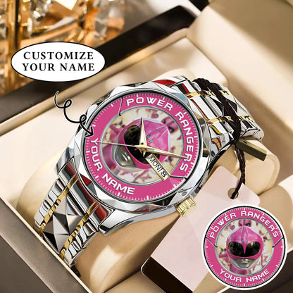 Mighty Morphin Power Rangers Pink Ranger Helmet Custom Name Watch