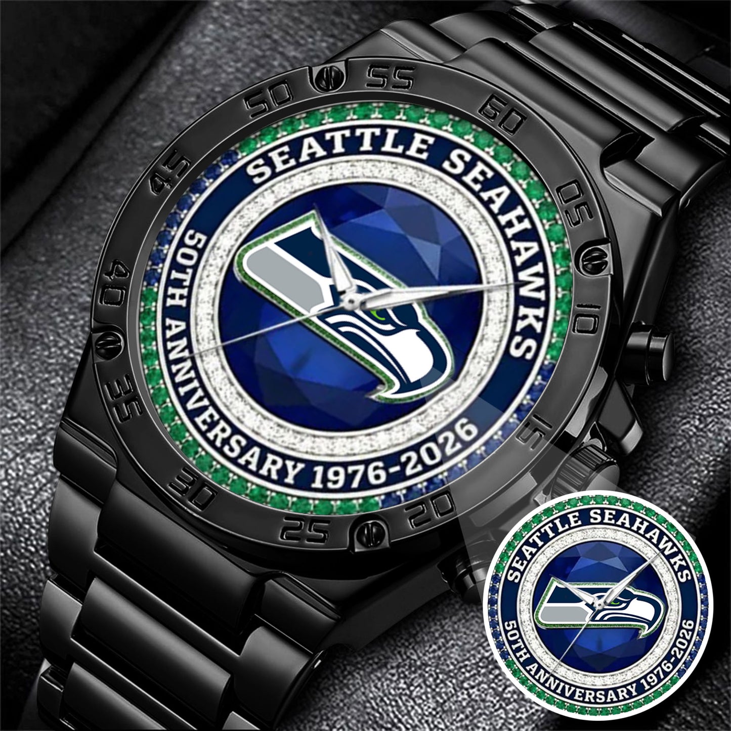 Seattle Seahawks 50th Anniversary Stainless Steel Watch