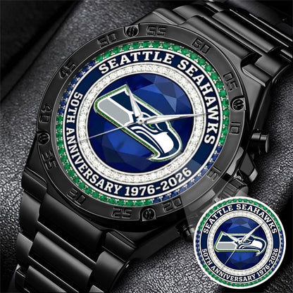 Seattle Seahawks 50th Anniversary Stainless Steel Watch