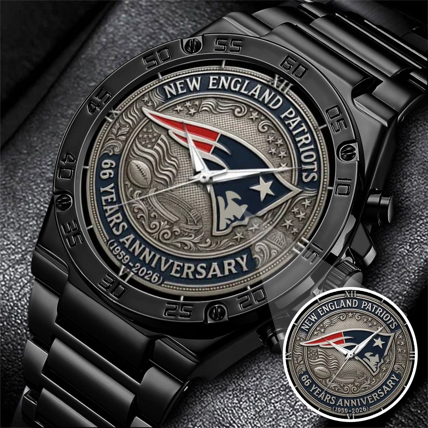 New England Patriots 65th Anniversary Stainless Steel Watch