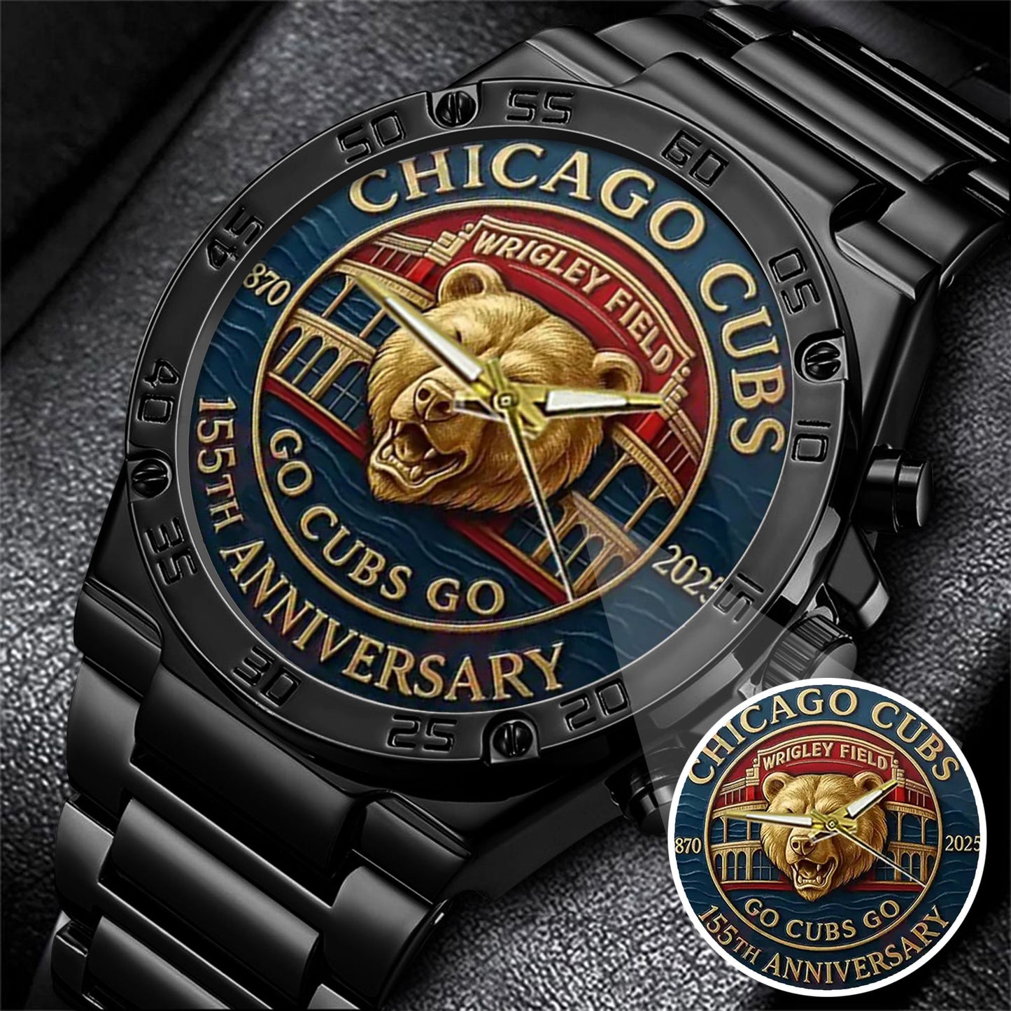 Chicago Cubs 155th Anniversary Stainless Steel Watch