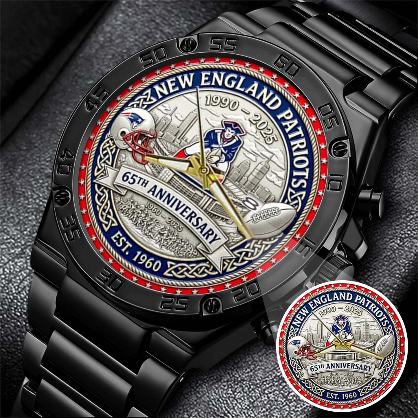 New England Patriots Champions Stainless Steel Watch
