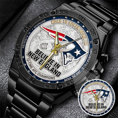 New England Patriots Champions Stainless Steel Watch
