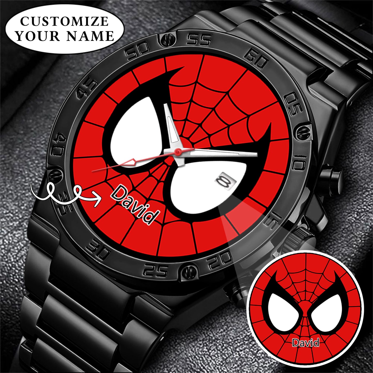 Custom Spider Matching Couple Watches – Personalized Name Edition