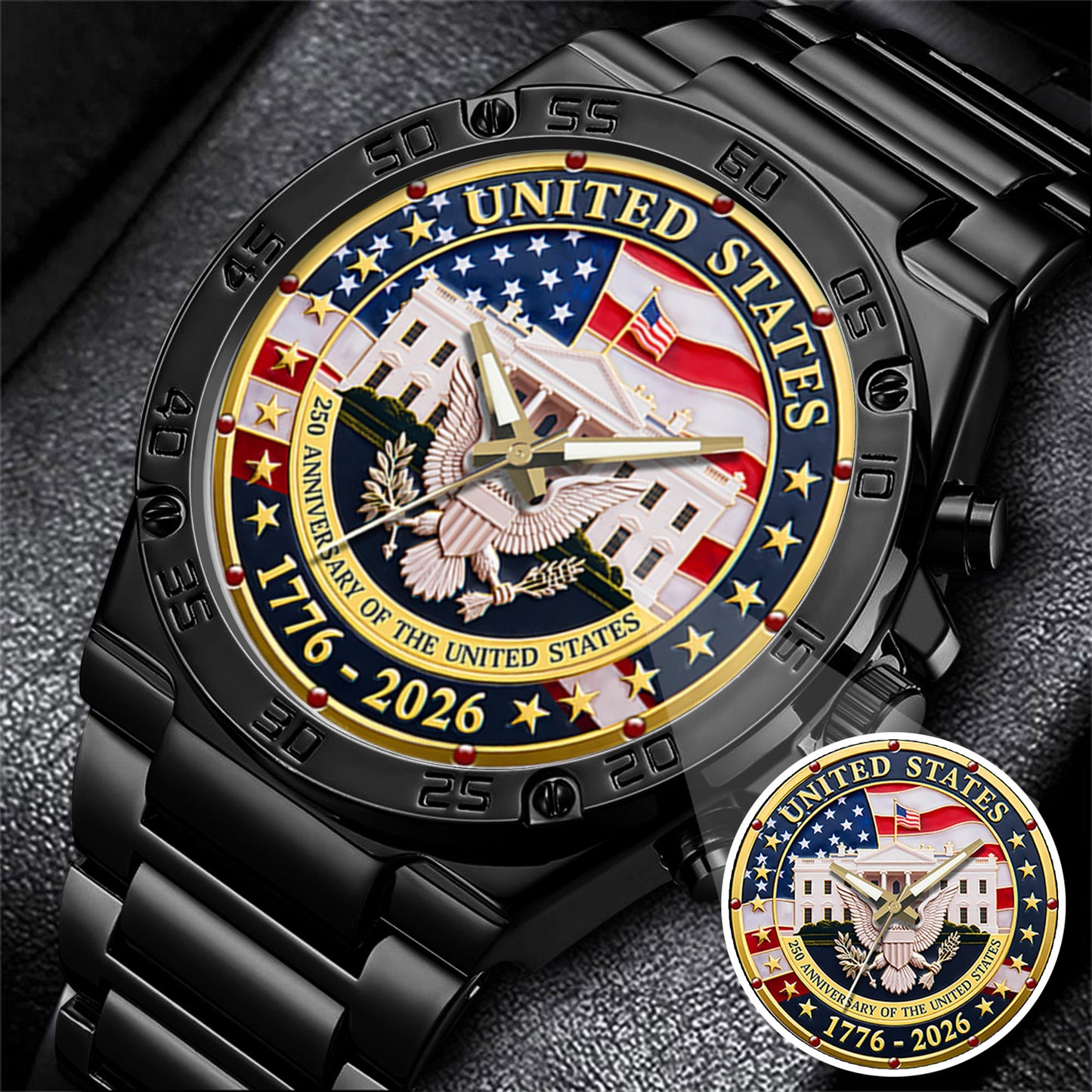 US 250 Years Of Freedom Stainless Steel Watch