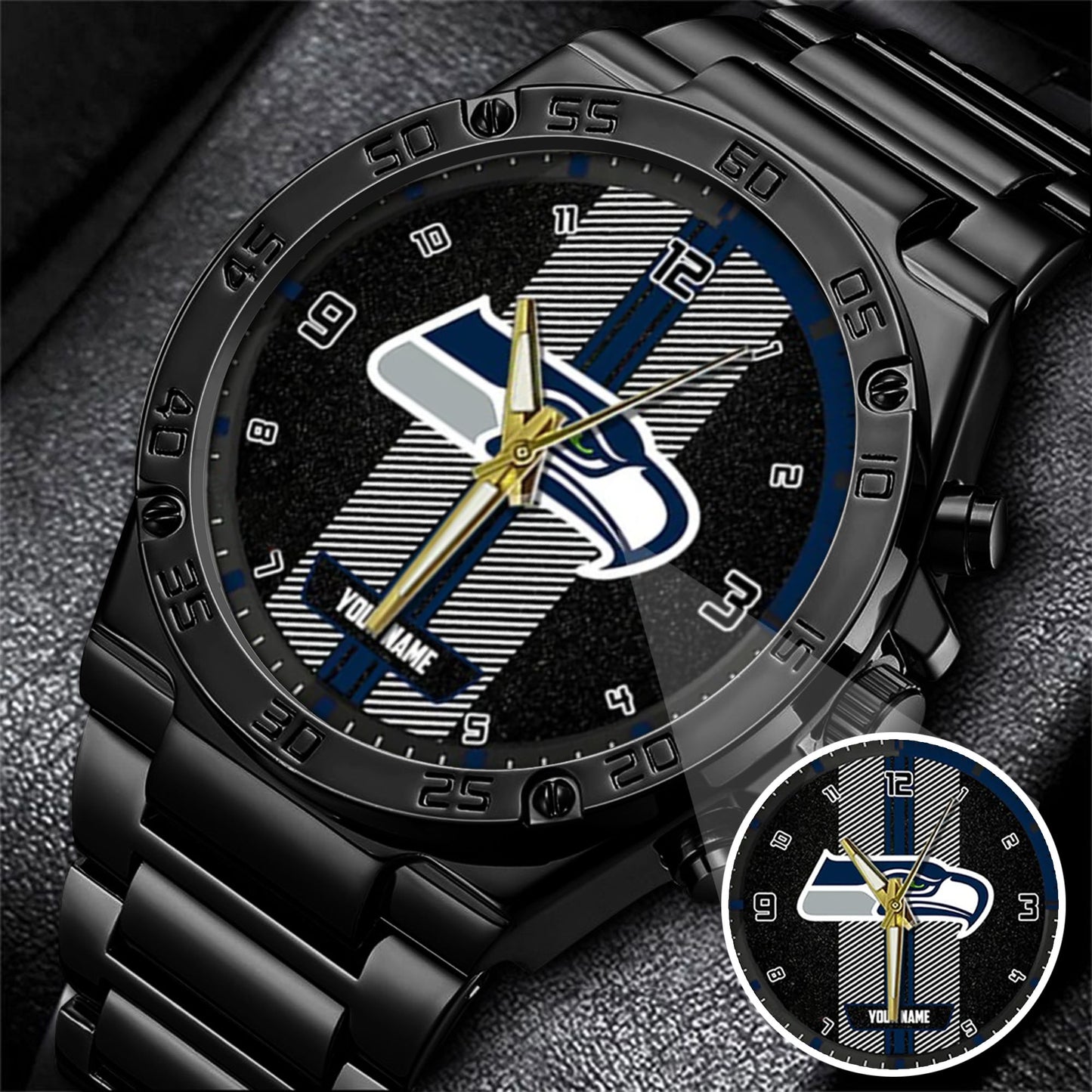 Personalized Seattle Seahawks Stainless Steel Watch