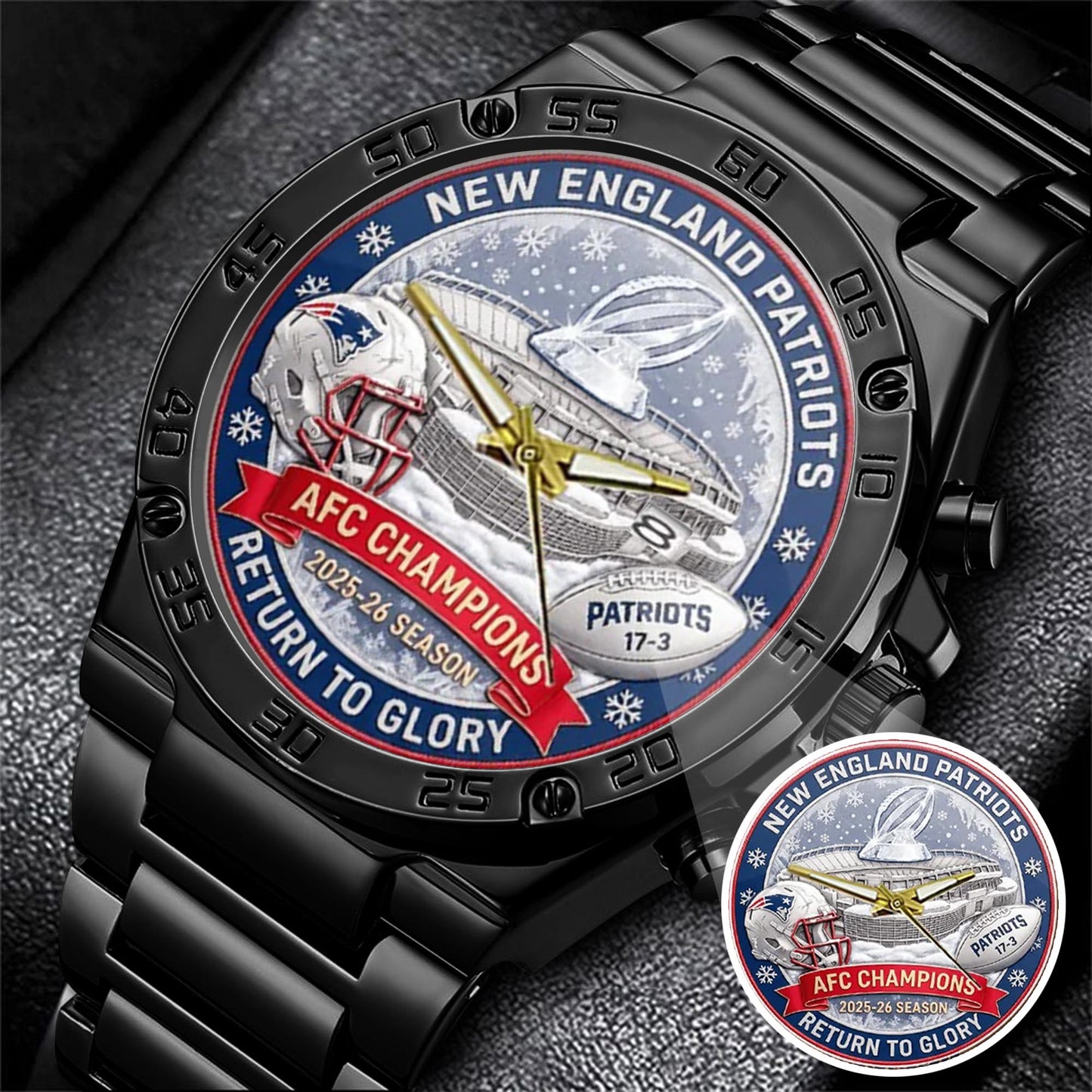 New England Patriots Champions Stainless Steel Watch
