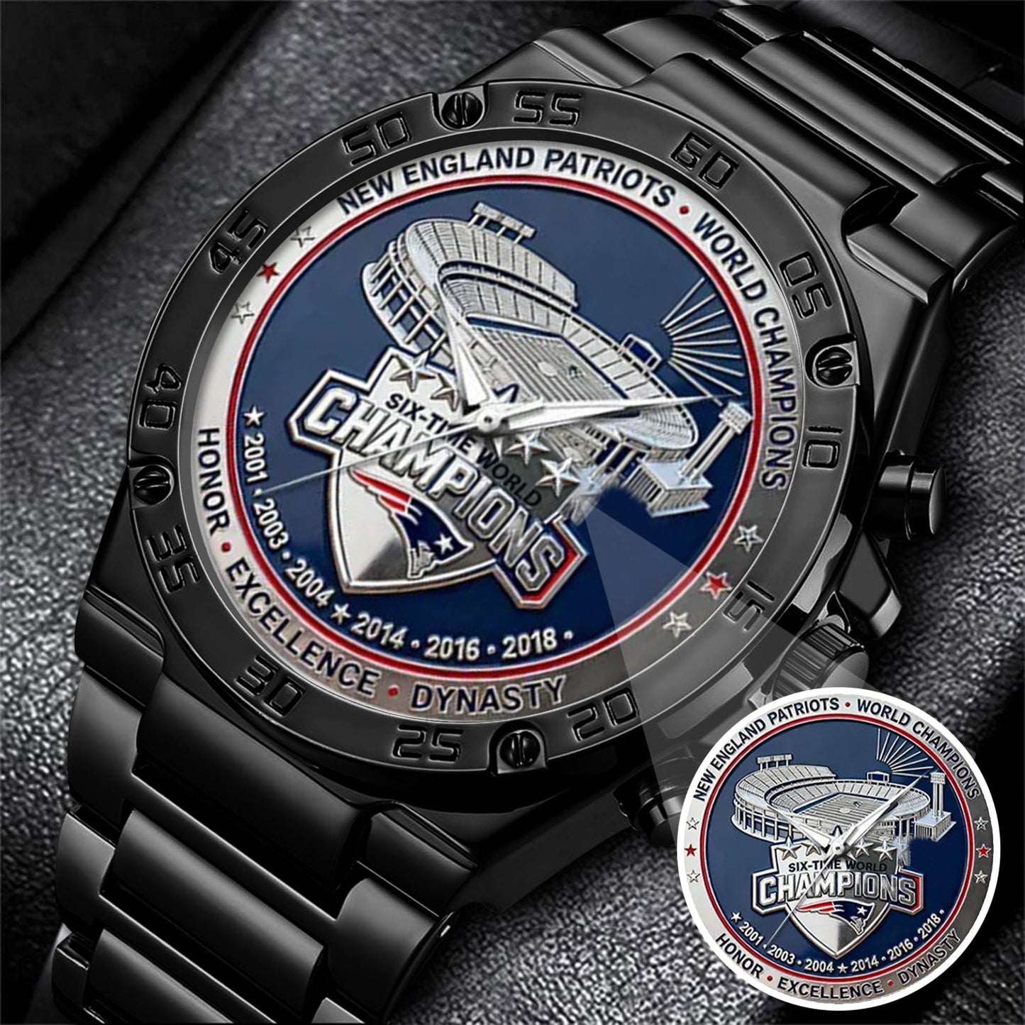 New England Patriots 65th Anniversary Stainless Steel Watch