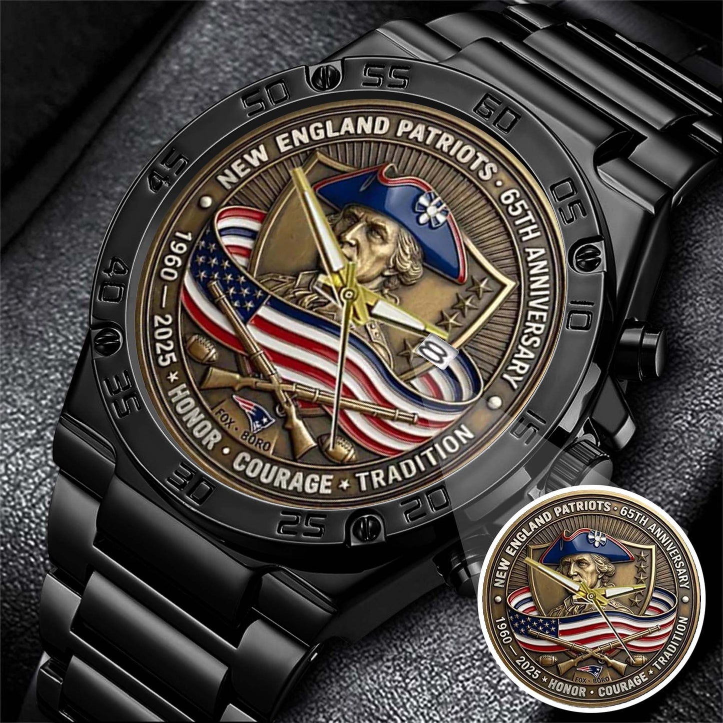 New England Patriots Champions Stainless Steel Watch