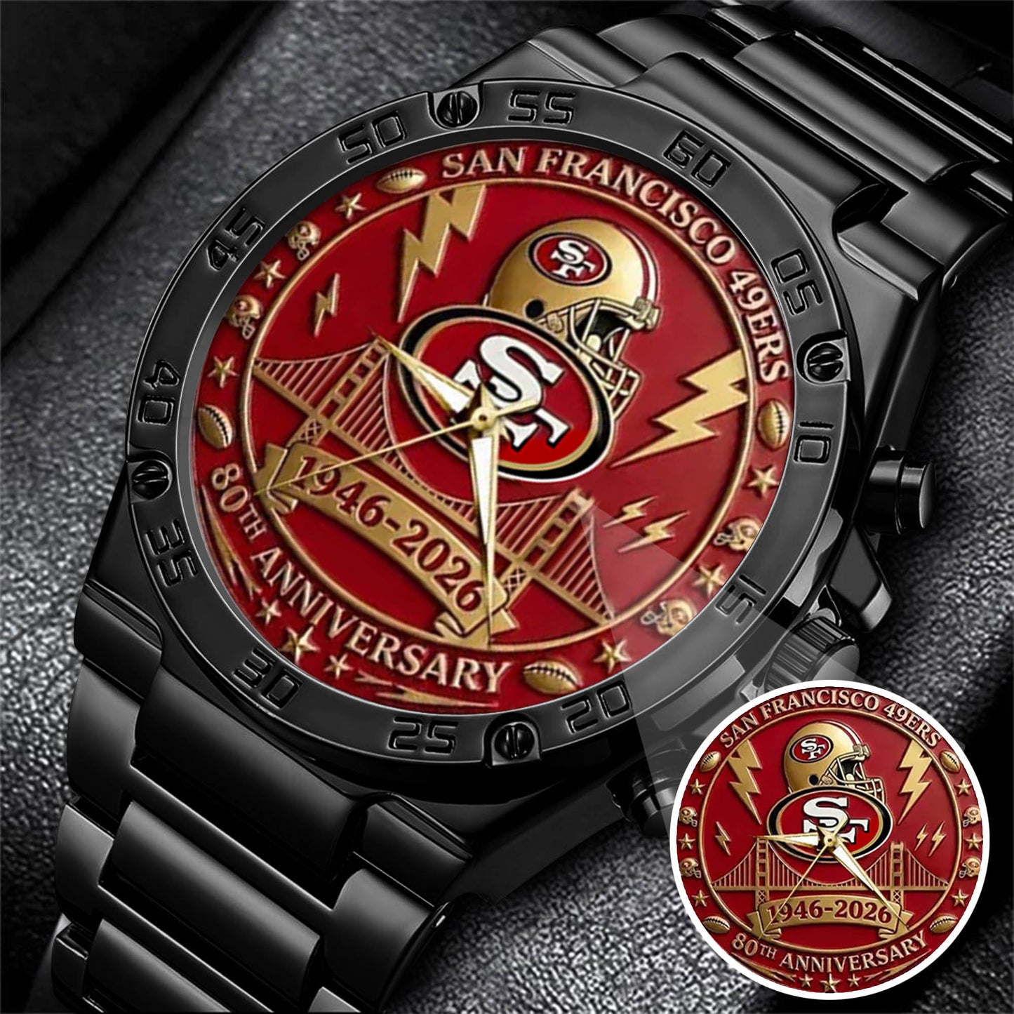 San Francisco 49ers 80th Anniversary Stainless Steel Watch