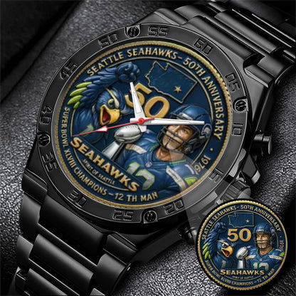 Seattle Seahawks 50th Anniversary Stainless Steel Watch