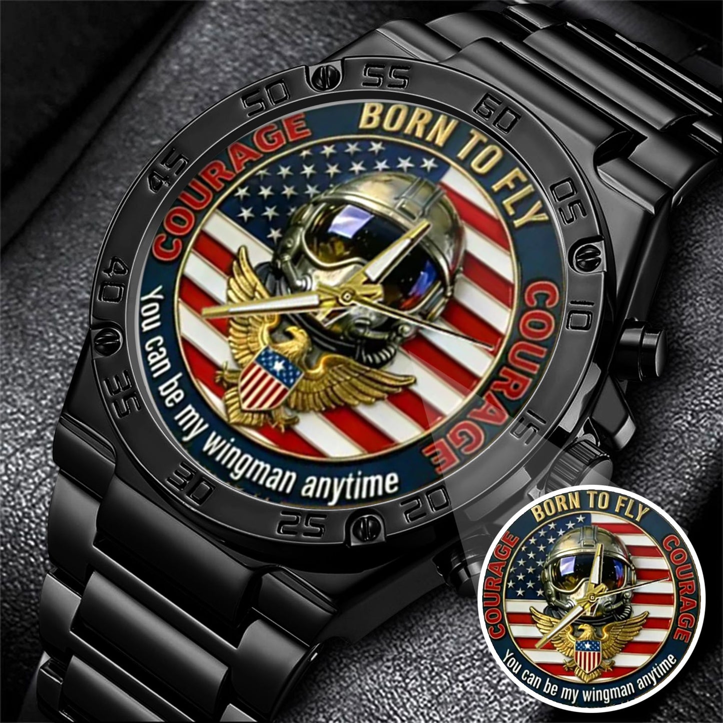 Top Gun Born To Fly Stainless Steel Watch