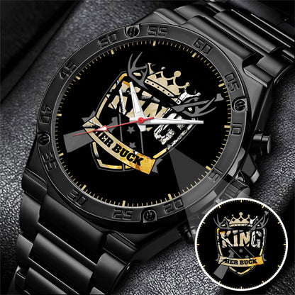 King & Queen Couple Watch Set – “Her Buck & His Doe” Matching Crown Watches – Romantic Gift for Couples