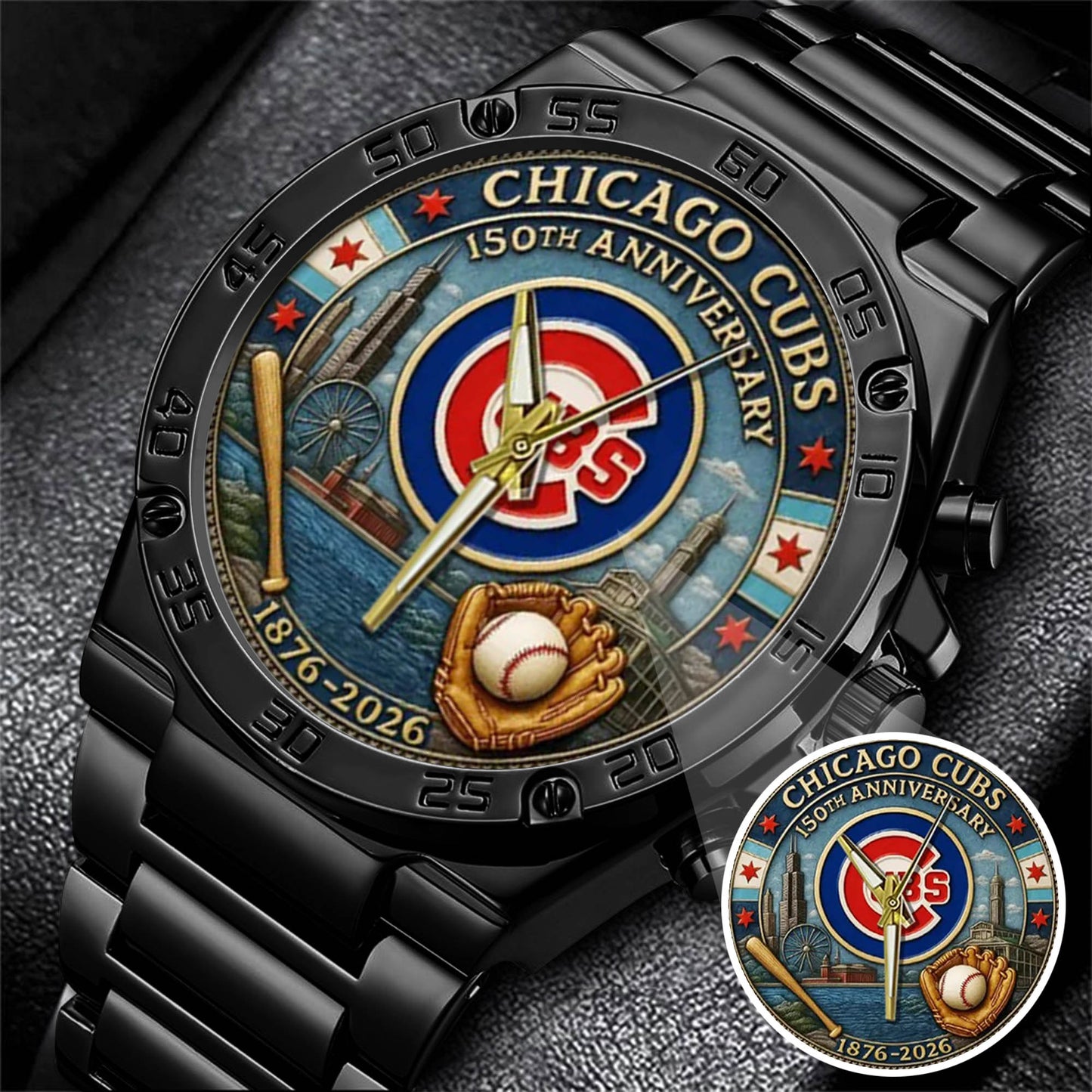Chicago Cubs 150th Anniversary Stainless Steel Watch