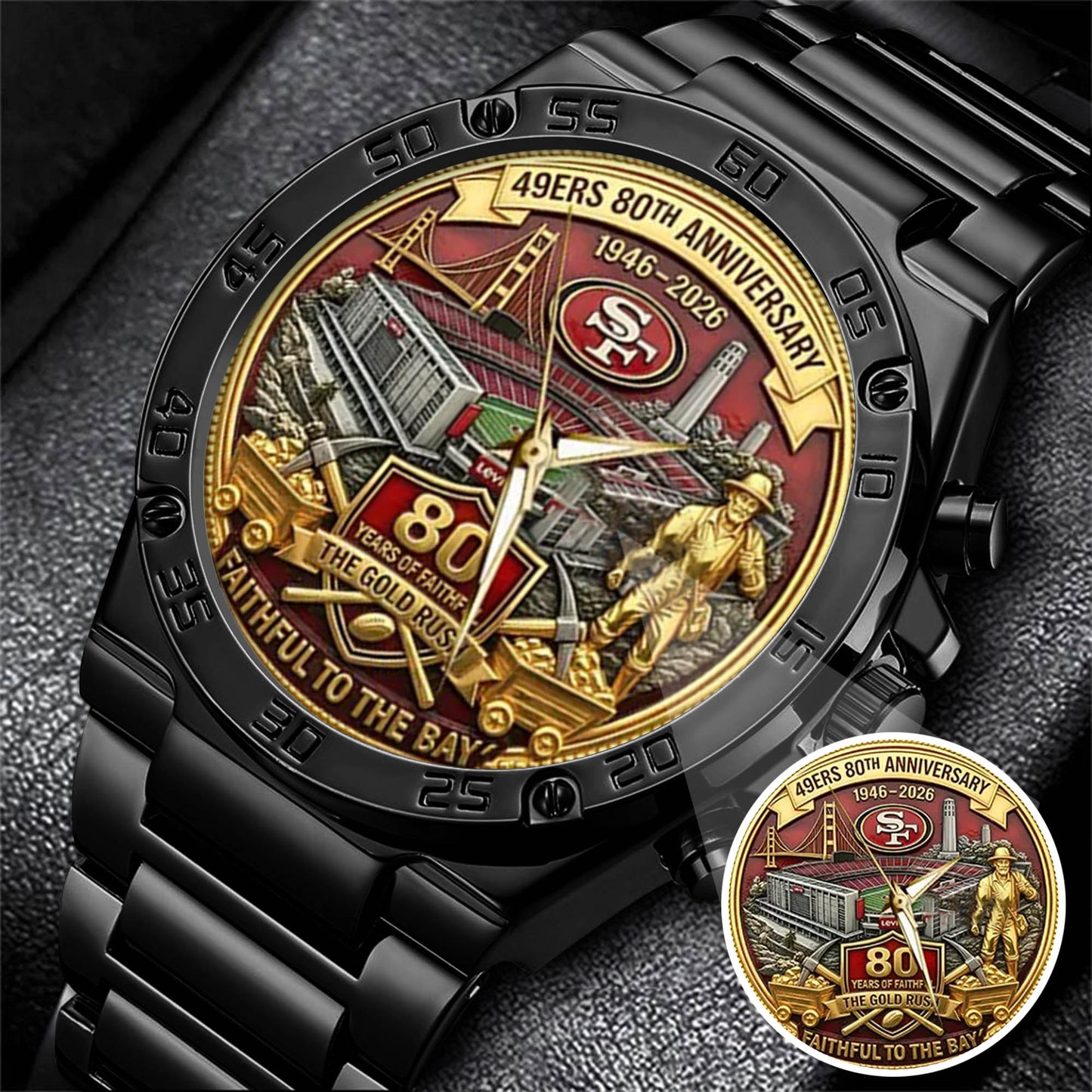 San Francisco 49ers 80th Anniversary Stainless Steel Watch