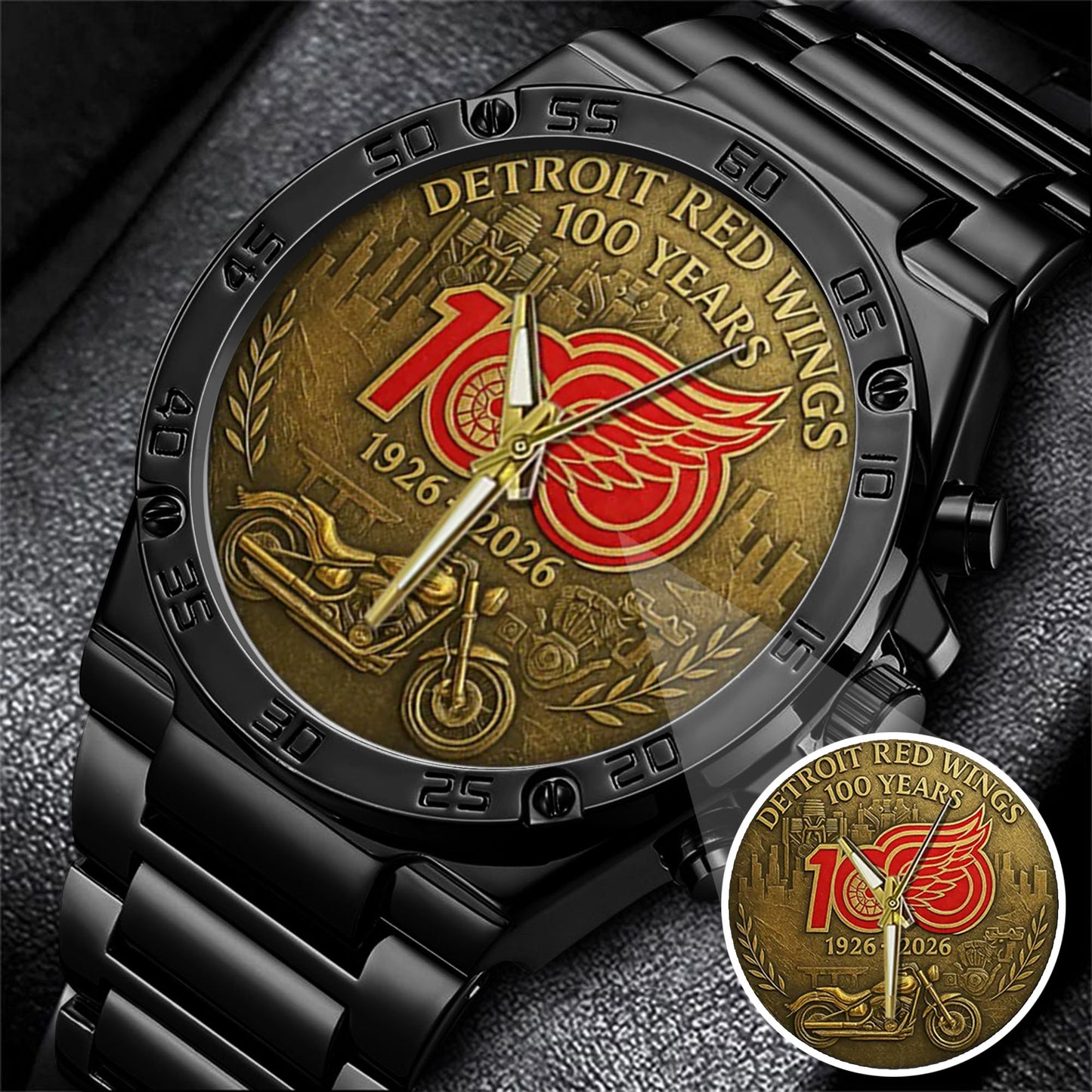 Detroit Red Wings 100th Anniversary 2026 Stainless Steel Watch