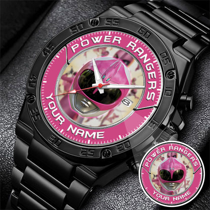 Mighty Morphin Power Rangers Pink Ranger Helmet Custom Name Watch