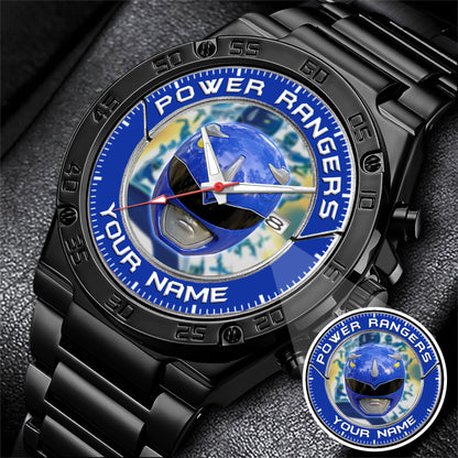 Mighty Morphin Power Rangers Blue Ranger Helmet Custom Name Watch