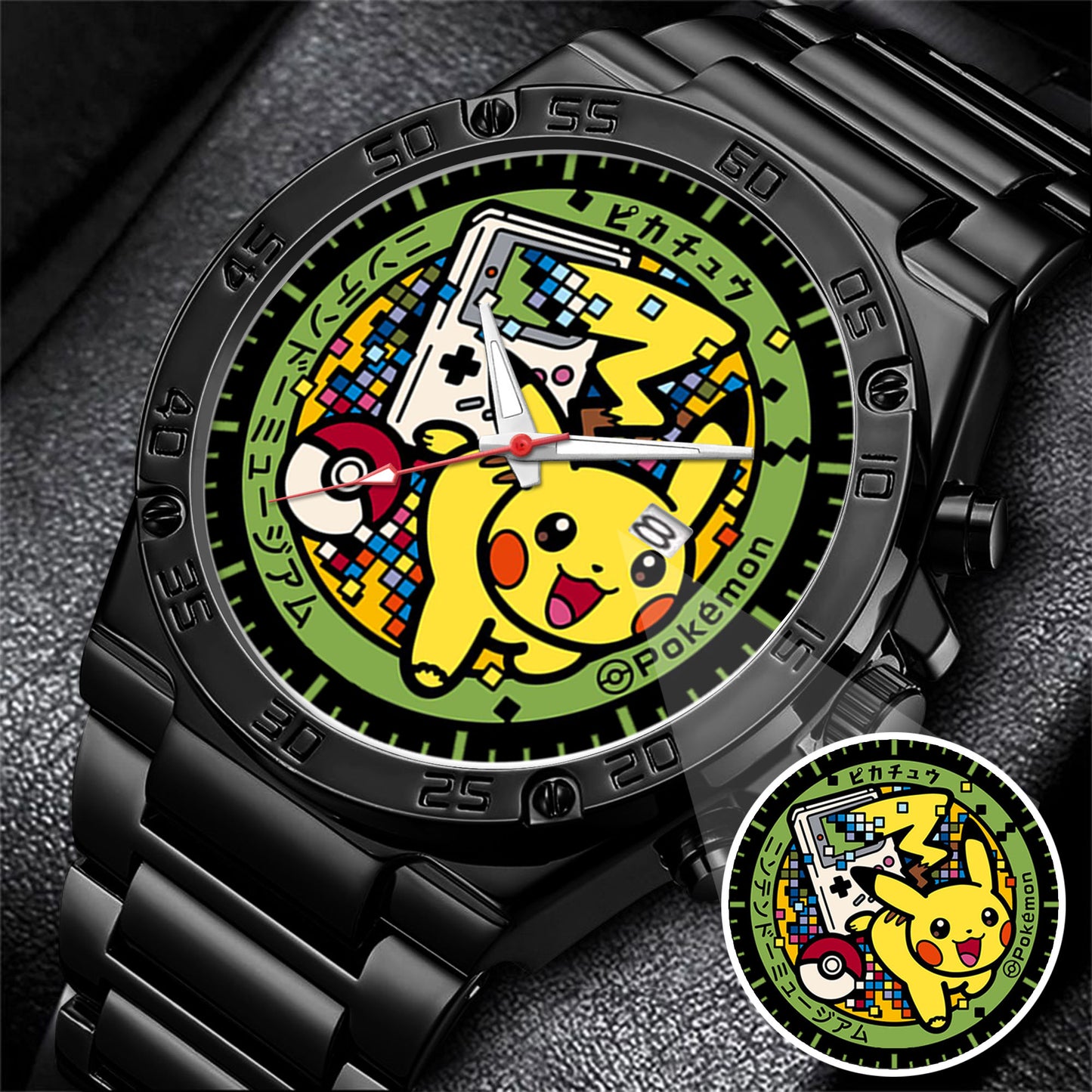 PKM Pikachu Limited Edition Black Stainless Steel Watch