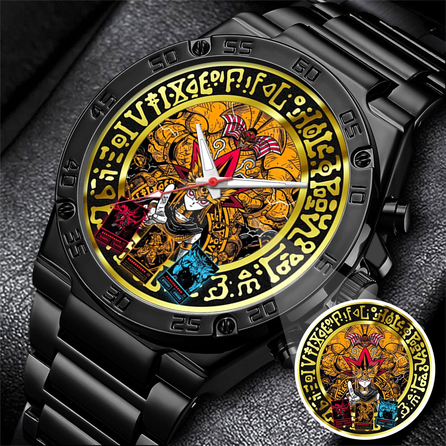 YGO Mystic Duel Anime Watch Dial – Black Alloy Case, Limited Art Design