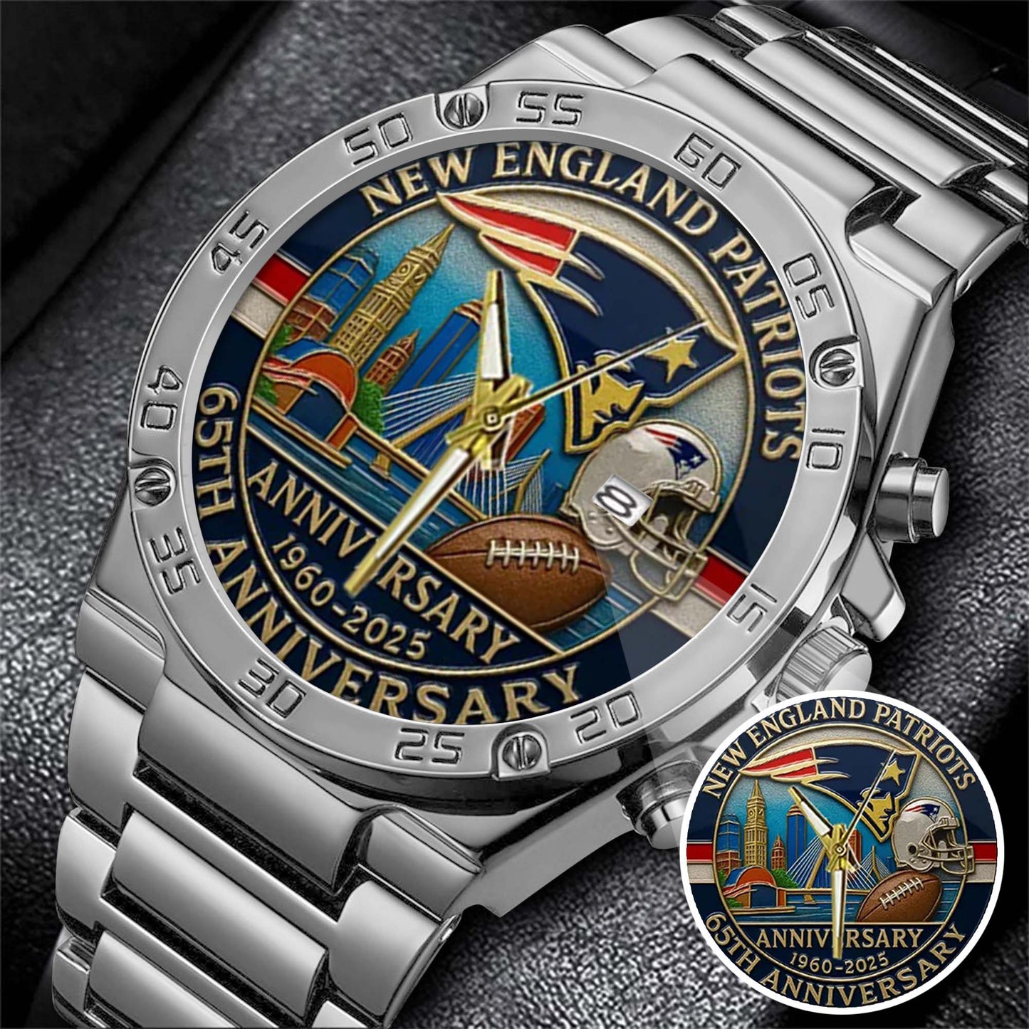 New England Patriots Champions Stainless Steel Watch