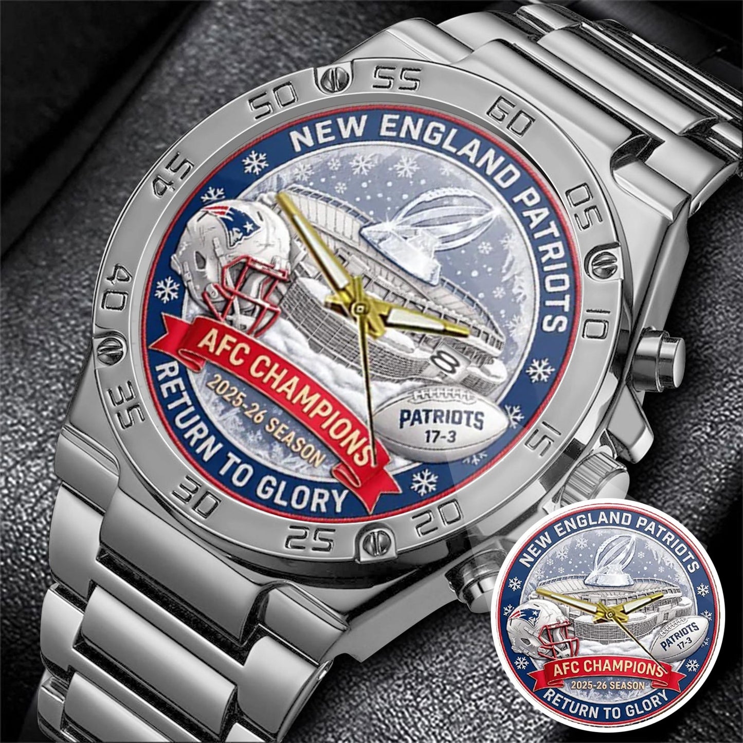 New England Patriots Champions Stainless Steel Watch