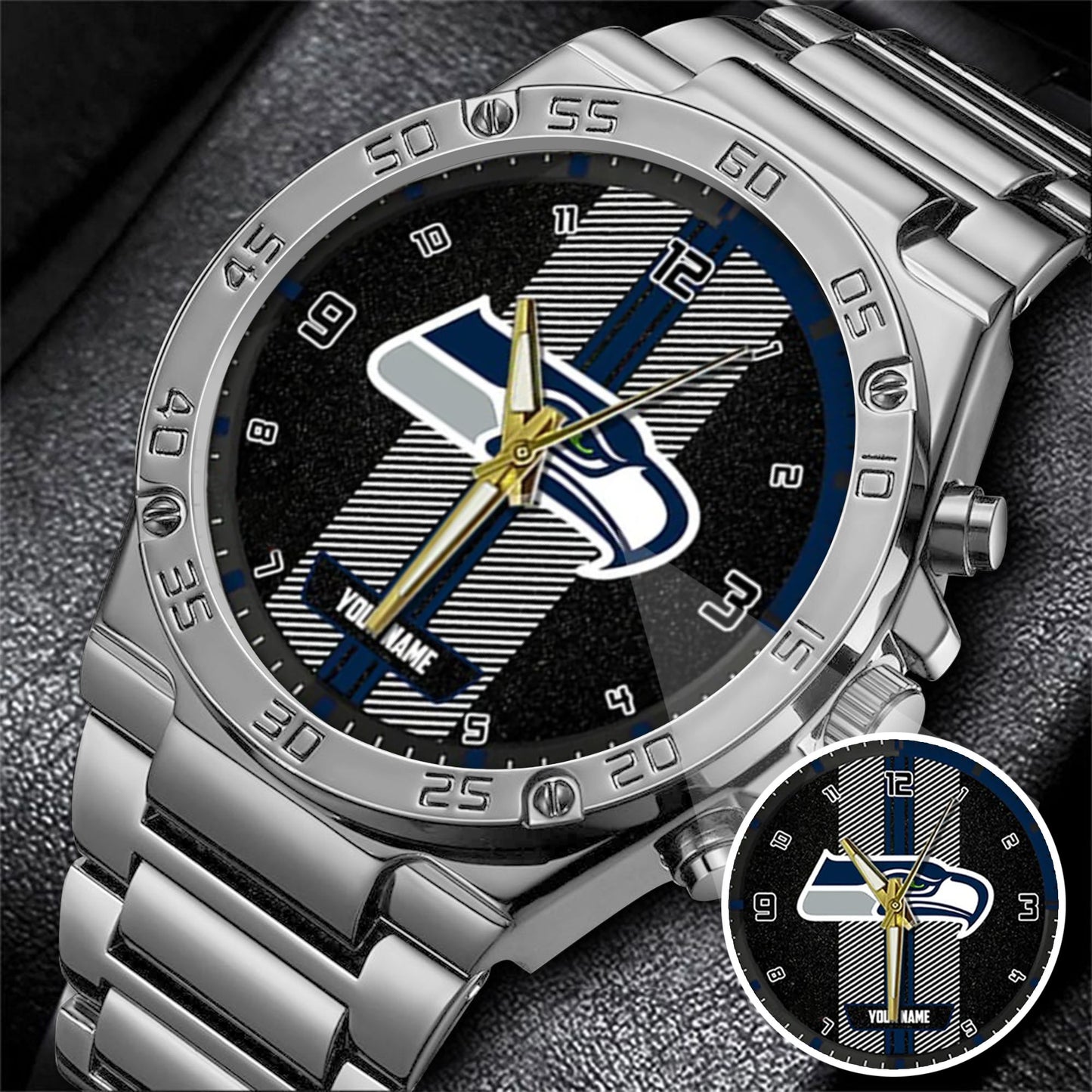 Personalized Seattle Seahawks Stainless Steel Watch