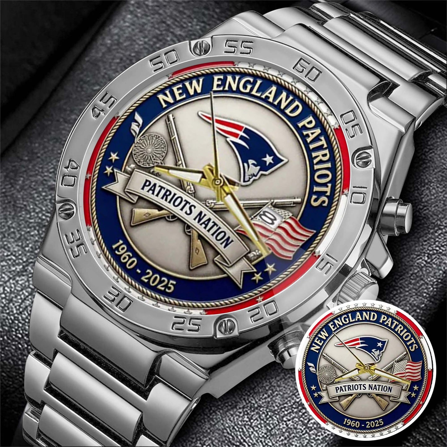 New England Patriots Champions Stainless Steel Watch