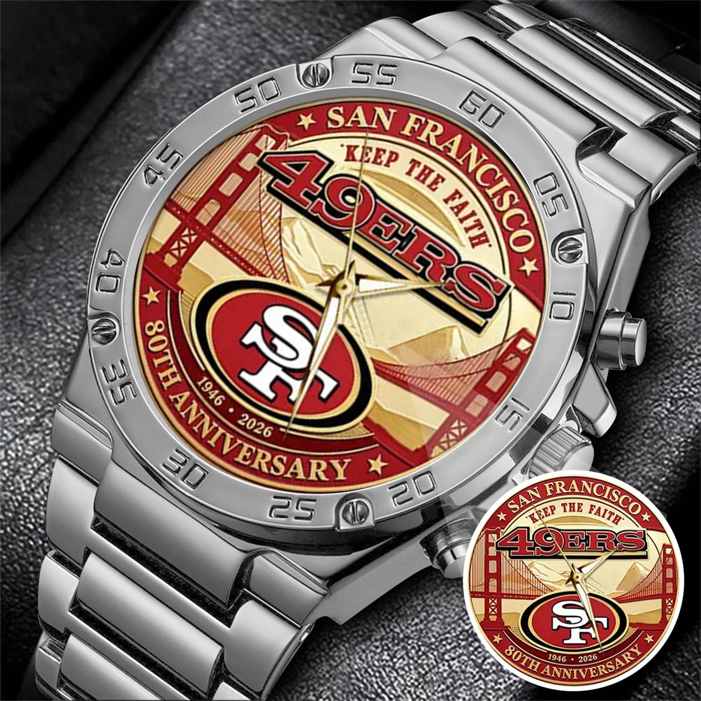 San Francisco 49ers 80th Anniversary Stainless Steel Watch