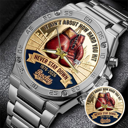 Rocky Balboa Never Stay Down 50th Anniversary Boxing Stainless Steel Watch