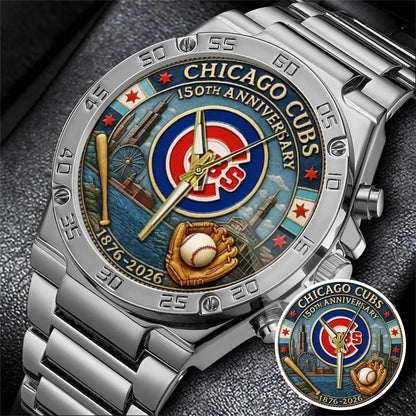 Chicago Cubs 150th Anniversary Stainless Steel Watch