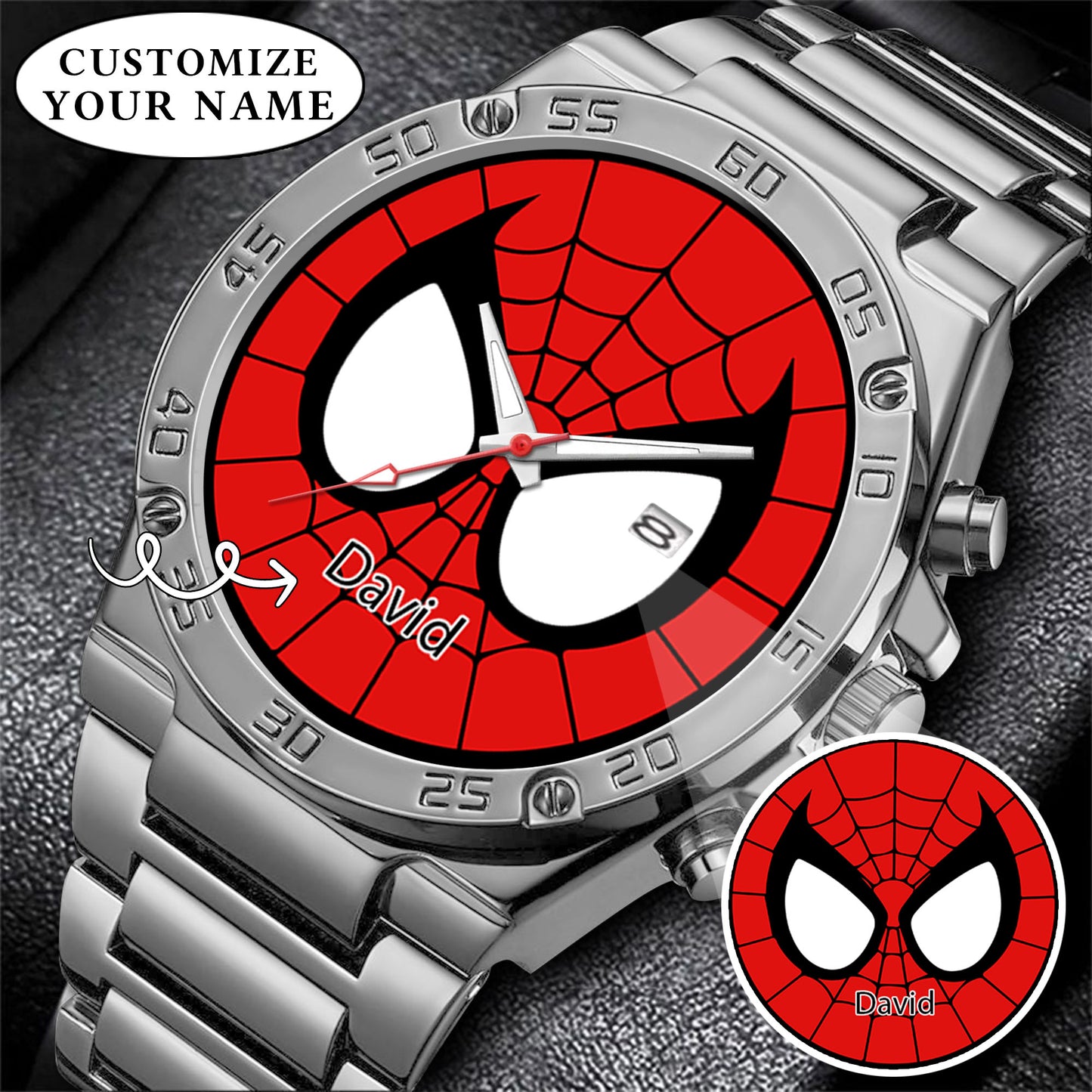 Custom Spider Matching Couple Watches – Personalized Name Edition