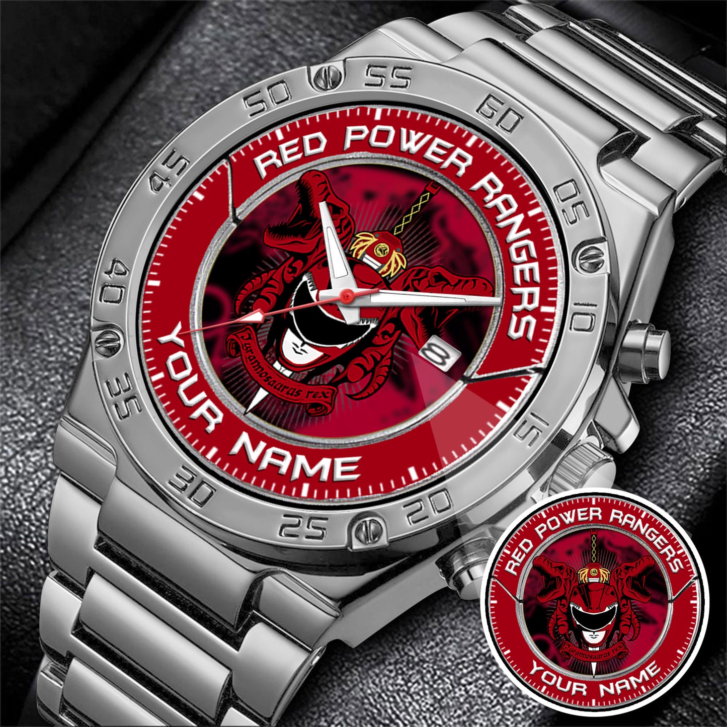 Mighty Morphin Power Rangers Tyrannosaurus Custom Name Watch