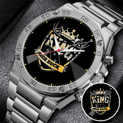 King & Queen Couple Watch Set – “Her Buck & His Doe” Matching Crown Watches – Romantic Gift for Couples