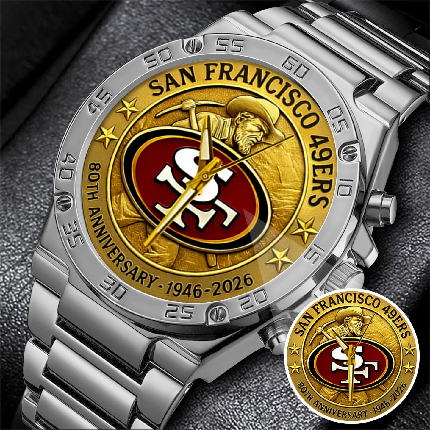San Francisco 49ers 80th Anniversary 2026 Stainless Steel Watch