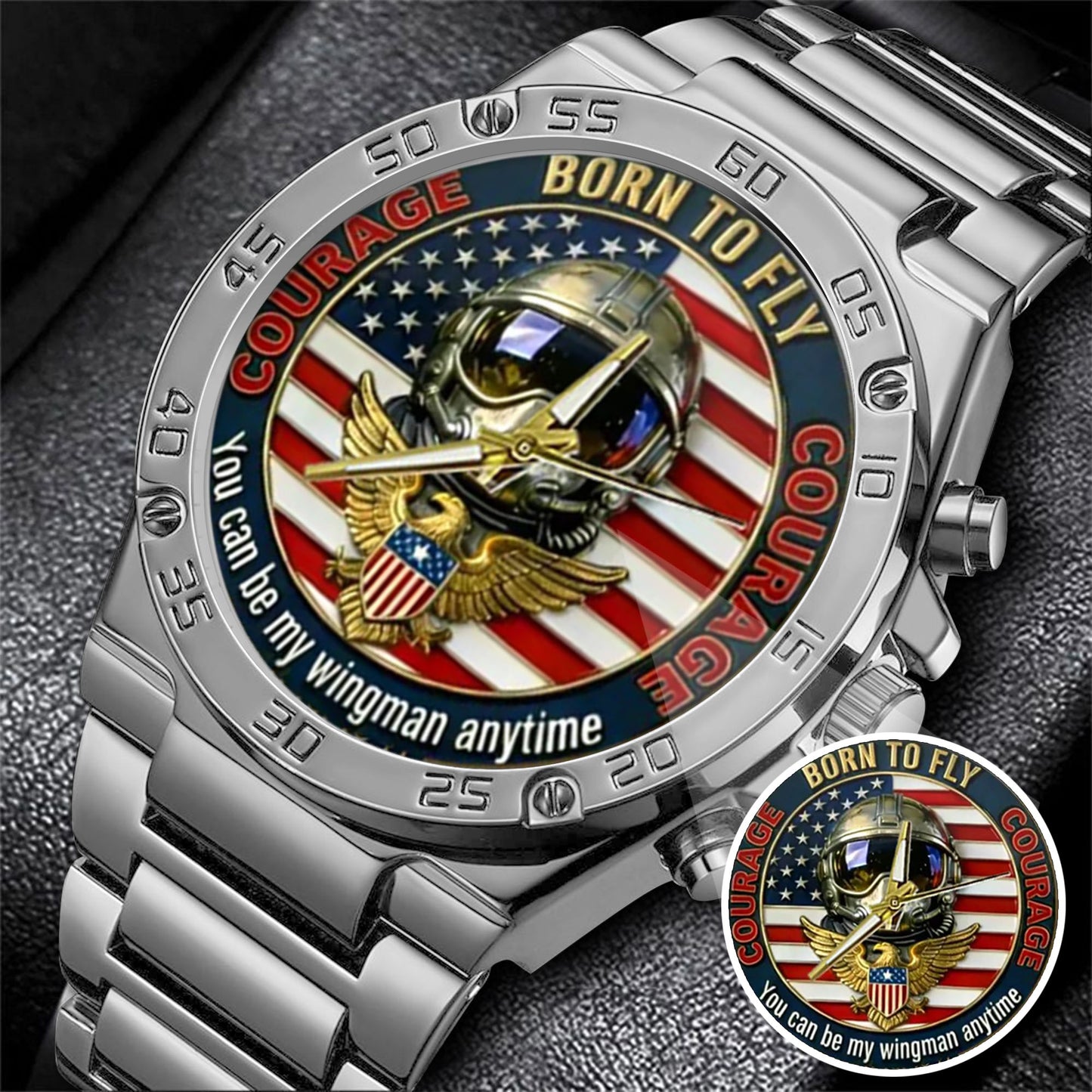 Top Gun Born To Fly Stainless Steel Watch