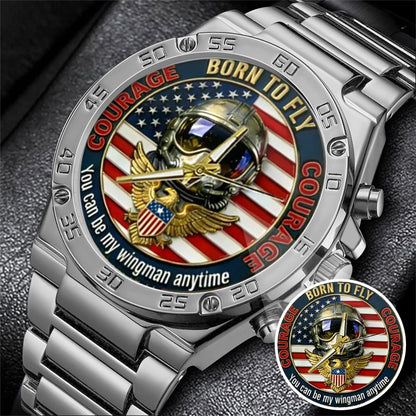 Top Gun Born To Fly Stainless Steel Watch