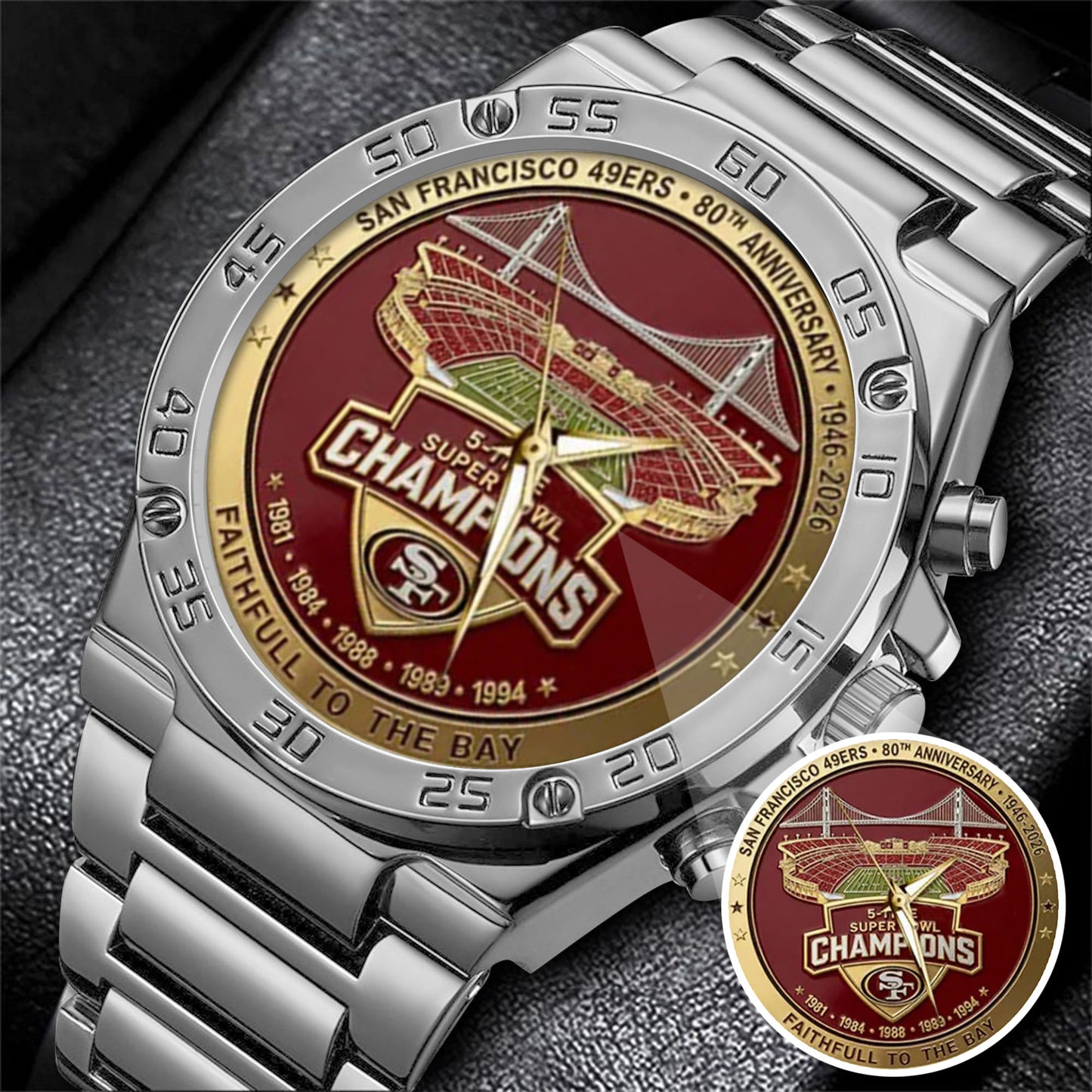 San Francisco 49ers 80th Anniversary Stainless Steel Watch