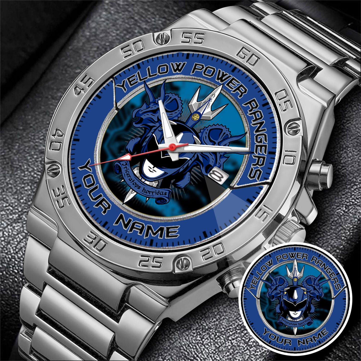 Mighty Morphin Power Rangers Triceratops Custom Name Watch