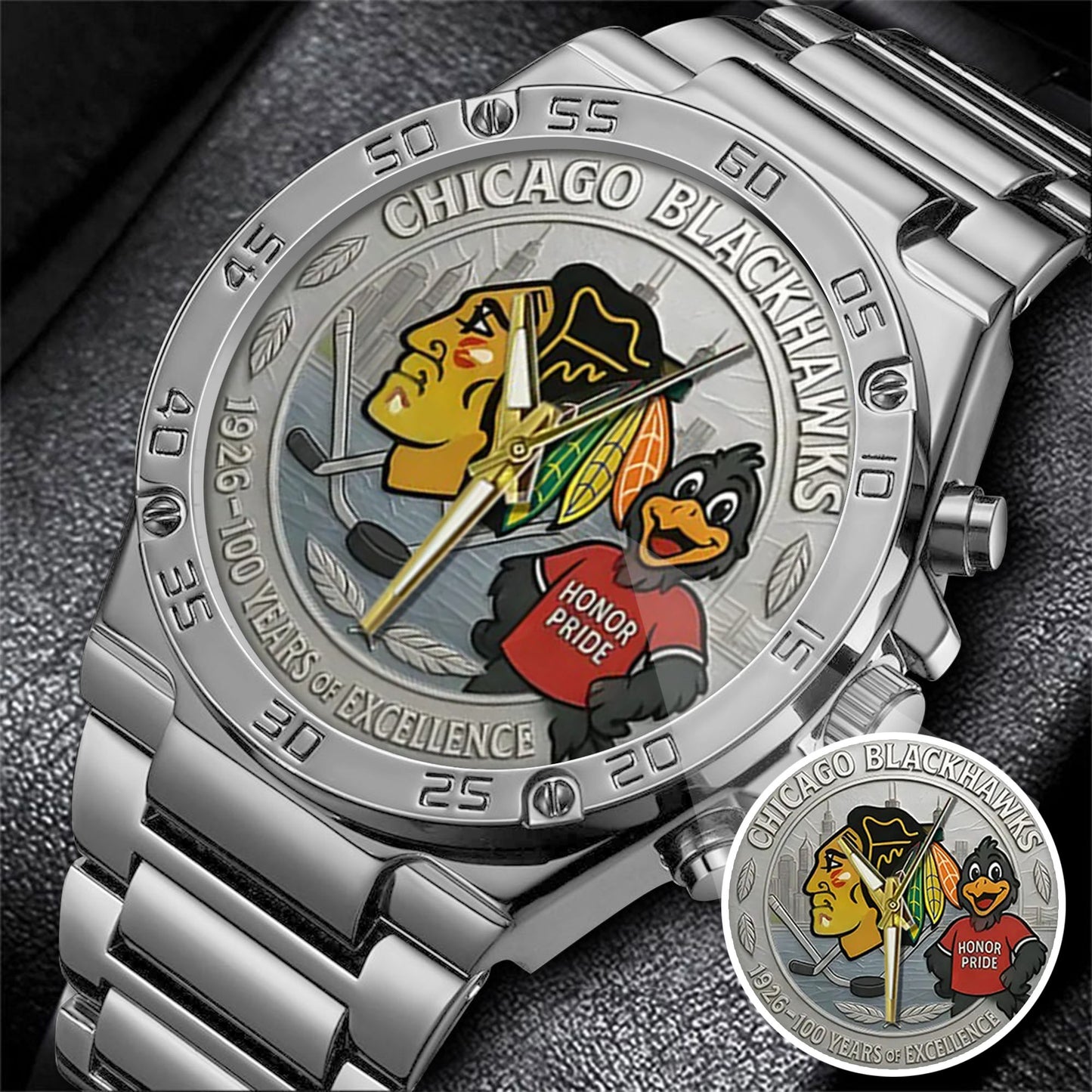 Chicago Blackhawks 100th Anniversary 2026 Stainless Steel Watch
