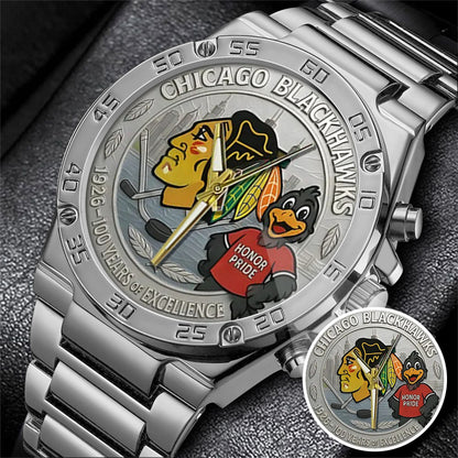Chicago Blackhawks 100th Anniversary 2026 Stainless Steel Watch
